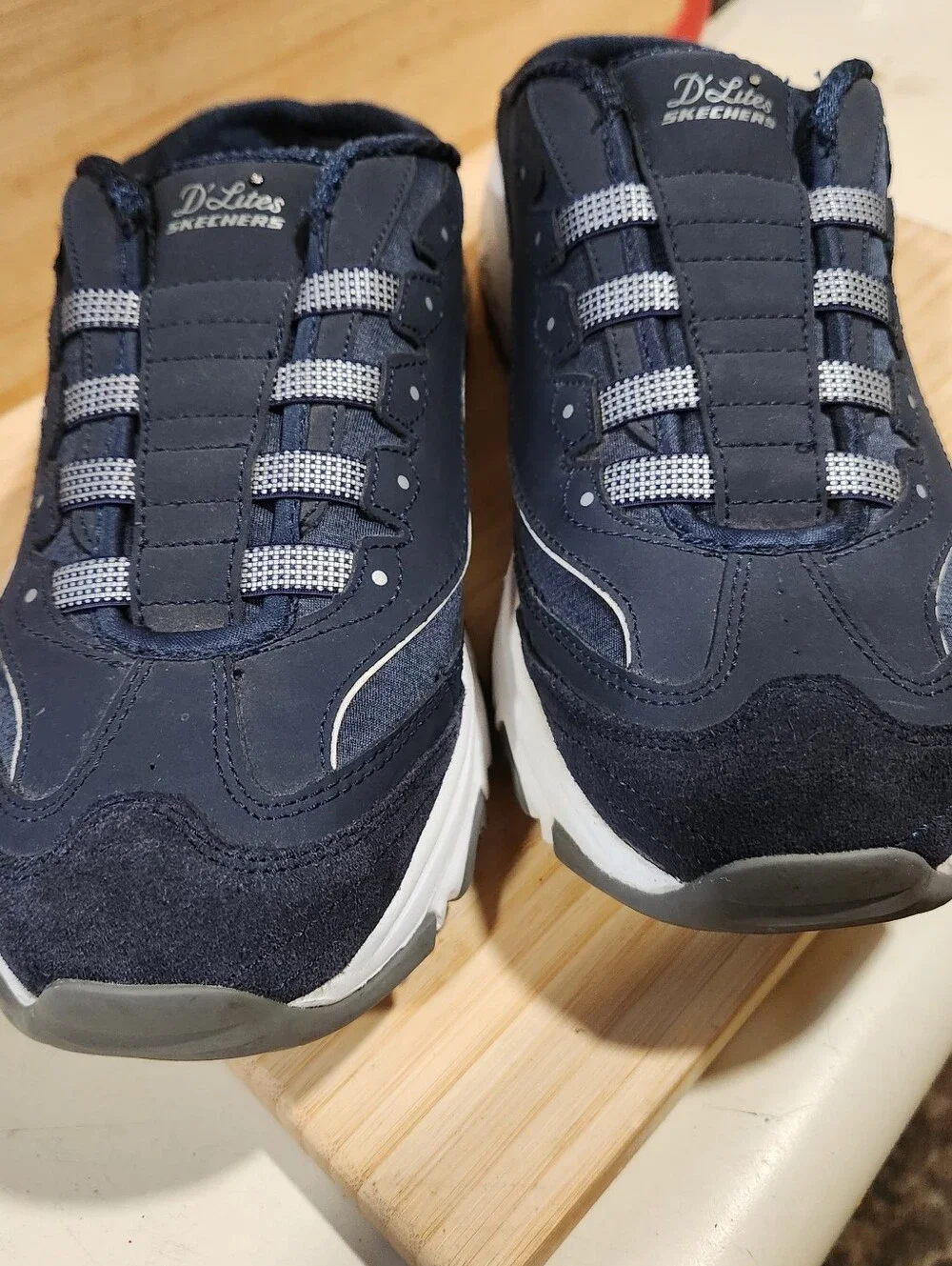 Skechers D'Lites Resilient Navy Blue Slip On Mule Sneaker Clog Women’s Size 11